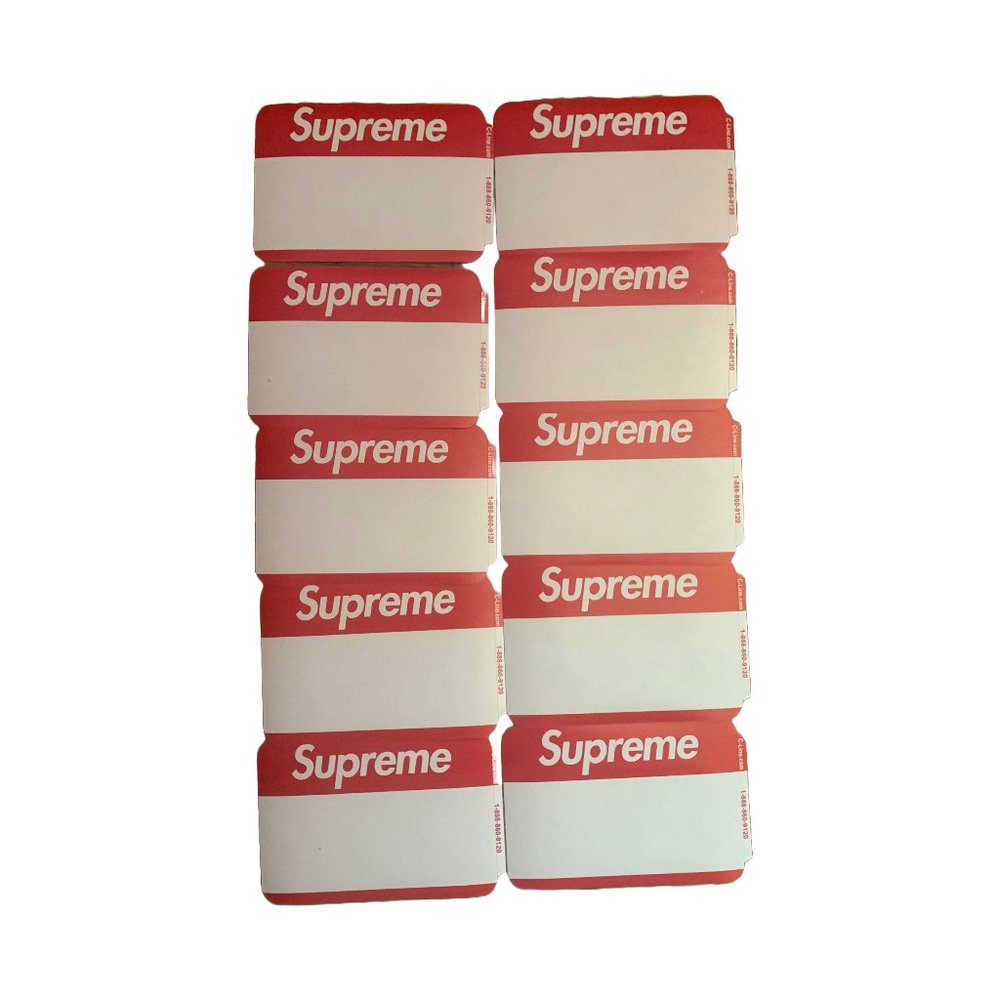 Supreme Name Tag Badge Stickers FW20 10x count